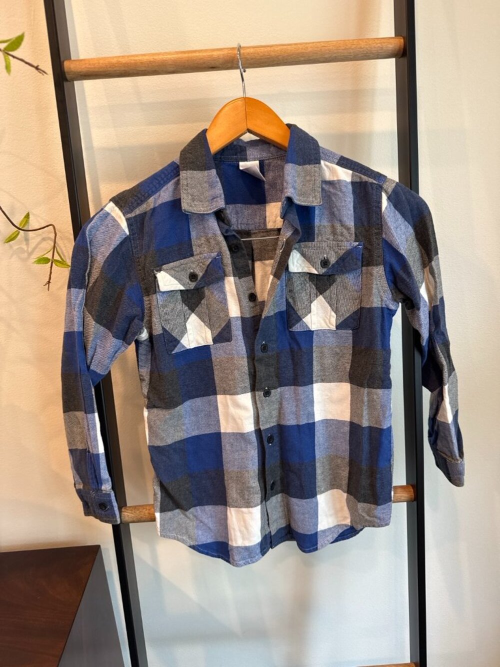 Gymboree Boys Blue Plaid Flannel Button Down Shirt Size 7-8